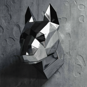 Полигональная скульптура «Голова бультерьера»